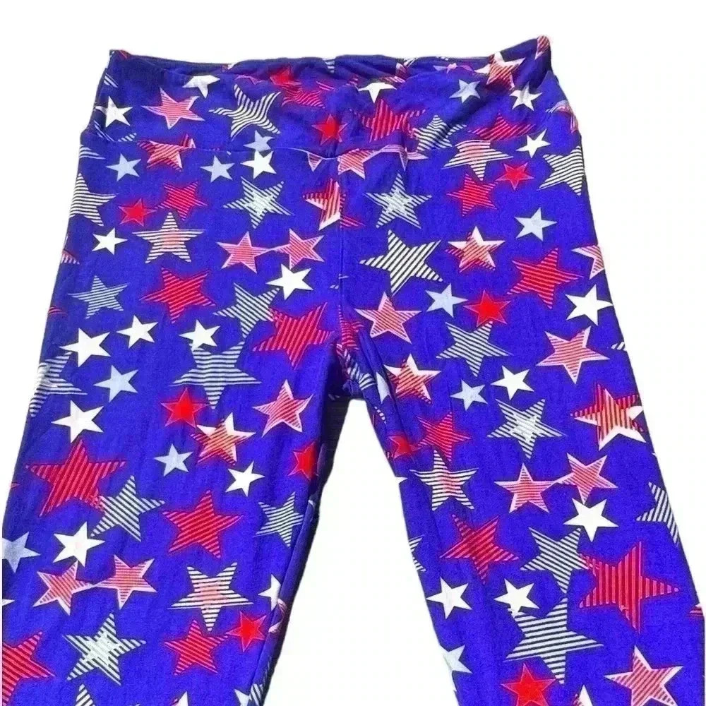 Lularoe TC 10-16 blue star Americana leggings NWOT. Red, white, and blue!